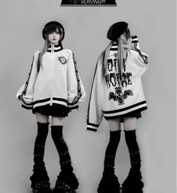 Dimmoire 디무아르 니트 저리 상의 Black 화이트