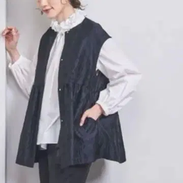 유나이티드 애로우즈 오간자 프릴 리본 블라우스 새상품급