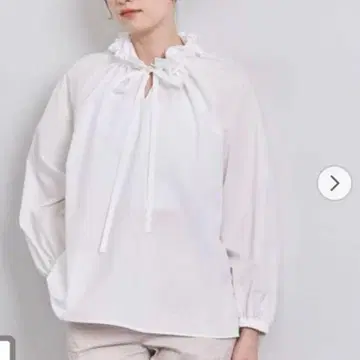 유나이티드 애로우즈 오간자 프릴 리본 블라우스 새상품급