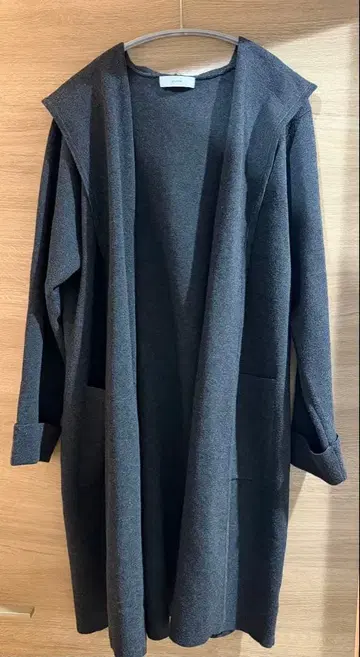 any FAM 후드 부착 롱 가디건 그레이