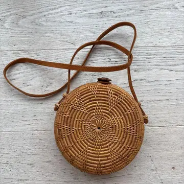 라탄 라운드형 바스켓백 발리