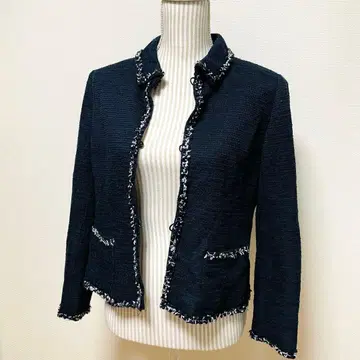 레리안 트위드 자켓 파이핑 라인 네이비 13 사이즈