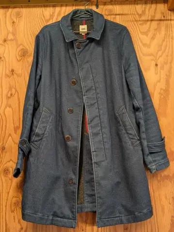 graphzero 데님 롱 코트 다크 블루