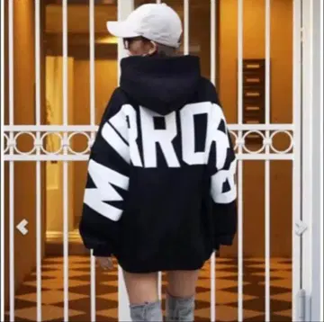 MIRROR9 로고 후드 부착 후드티 블랙