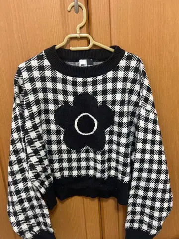 MARY QUANT x PUBLUX 체크 무늬 니트 블랙