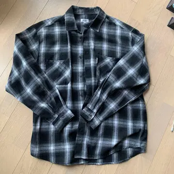 MSG 블랙 그레이 체크 플란넬 셔츠 L