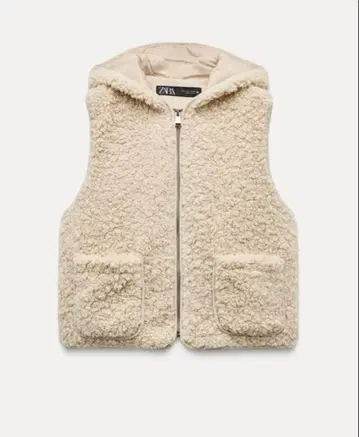 새상품 ZARA 자라 보아 원단 후디드 베스트 푸들 실 보아 베스트 S