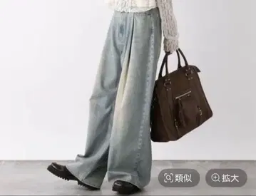 JEANASIS 데님 턱 와이드 팬츠 라이트 블루 M