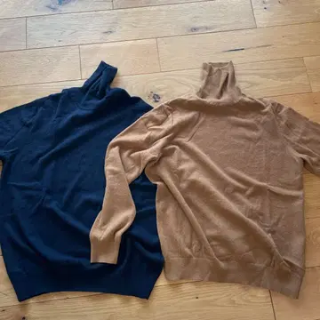 UNIQLO 캐시미어 터틀넥 2세트 XXL 네이비 베이지