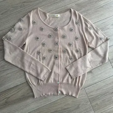 Chesty 비쥬 장식 가디건 핑크 베이지 F 사이즈