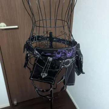 h.naoto 스컬 프린트 스커트 포함 웨스트 파우치