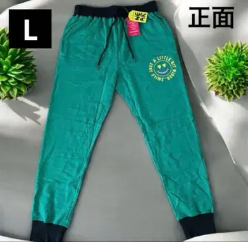허리밴딩 끈 포함 Zumba 로고가 돋보이는 그린 조거 팬츠 L 사이즈