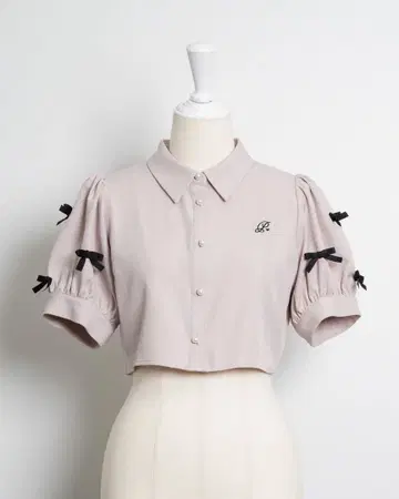 pium 미니 리본 퍼프 슬리브 블라우스 핑크