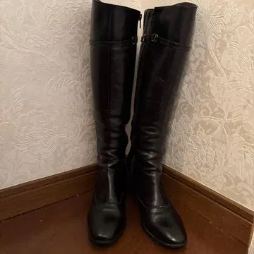 천연 가죽 롱 부츠