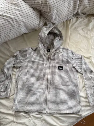 Steal 체크 무늬 후드 부착 자켓