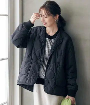 이카 퀼트 보아 리버서블 블루종 ikka 블랙