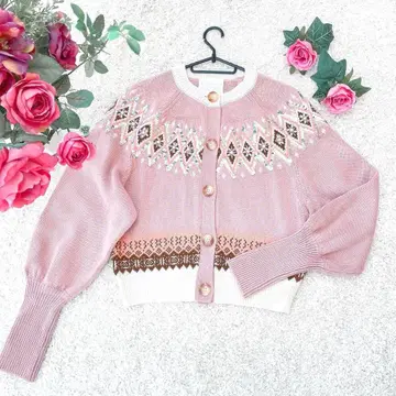 [ 미사용 ] chesty 모던 노르딕 가디건 핑크