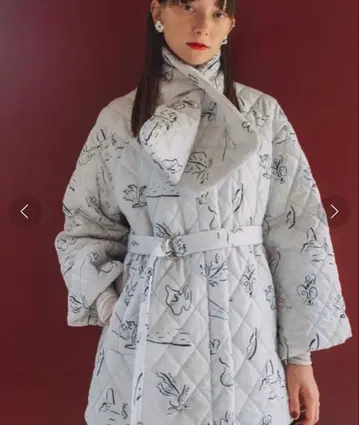 sahara 사하라 퀼팅 머플러 코트 화이트