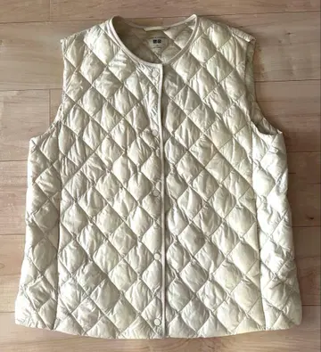UNIQLO WARM PADDED XL 아이보리 다운 베스트