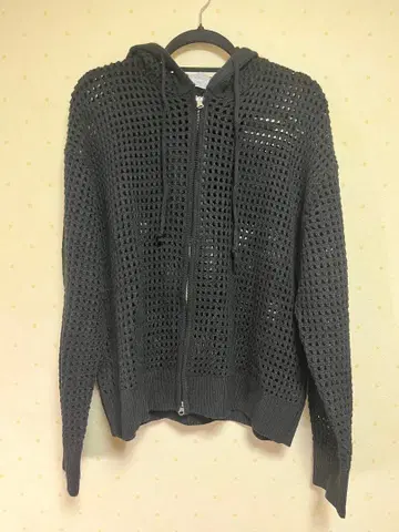 mesh knit hood zip up 메쉬 니트 더블 집업