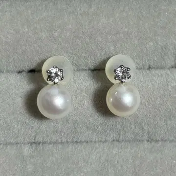 SV 실버 담수 펄 화이트 토파즈 귀걸이