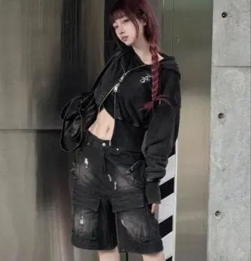 KsG 카고 하프 팬츠 블랙 M