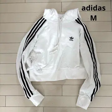 adidas 3선 맨투맨 후드티 숏 기장