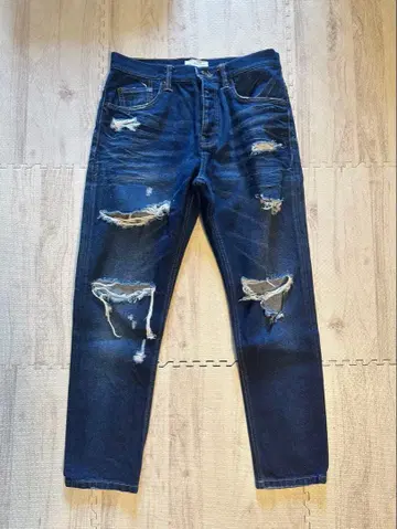 ZARA 데미지 가공 다크 블루 데님 팬츠