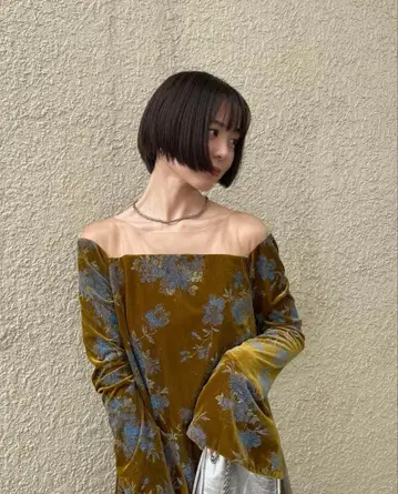 FLOWER PRINT VELOUR DRESS M 카키