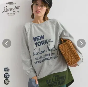 limeinc 라임 잉크 밑단 천 절개 프린트 맨투맨 튜닉