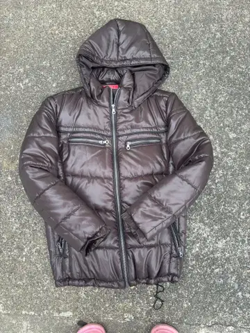 헤이세이 다운 다운 자켓 Y2K 브라운