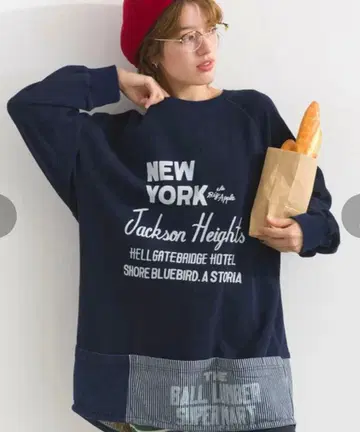 limeinc 라임 잉크 밑단 천 절개 프린트 맨투맨 튜닉