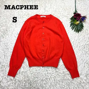 맥피 니트 가디건 크루넥 겉옷 오렌지 울 100%