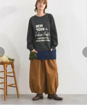 limeinc 라임 잉크 밑단 천 절개 맨투맨 프린트 튜닉