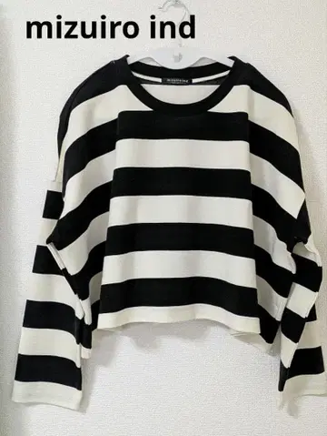 미즈이로 인드 보더 크롭 긴팔 니트 새상품급