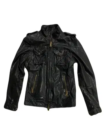 [ BUFFALO BOBS ] 가죽 싱글 라이더 자켓 블랙 주름 가공