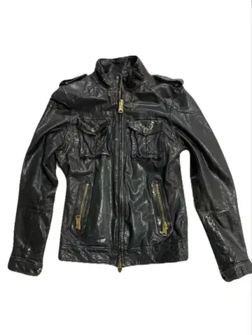 [ BUFFALO BOBS ] 가죽 싱글 라이더 자켓 블랙 주름 가공