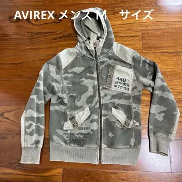 AVIREX 카모플라쥬 풀 집업 후드 부착 후드티 남성용 M