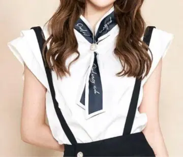 Darich 더블 페이스 스카프 블라우스 블랙