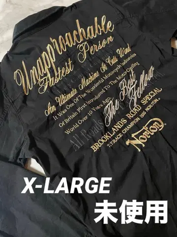 [ 미사용 ] Norton 블랙 백 자수 긴팔 셔츠 X-LRGE