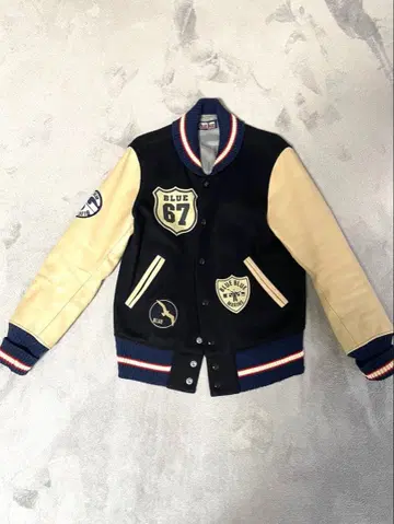 컨디션 최상 블루블루 바시티 자켓 천연 가죽