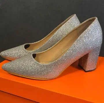 실버 글리터 오픈토 하이힐 웨딩 브라이덜 슈즈