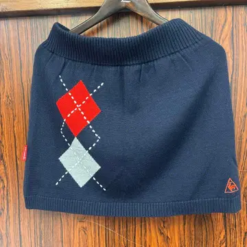 니트 스커트 다이아몬드 무늬 네이비