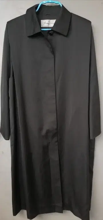 산요 코트 실크 50% 블랙 포멀 얇은 소재 코트