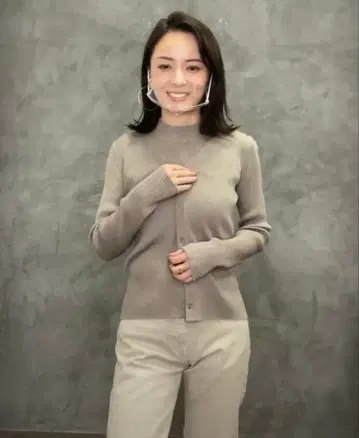 anuans V넥 리브 니트 가디건/보틀넥 슬리브 니트