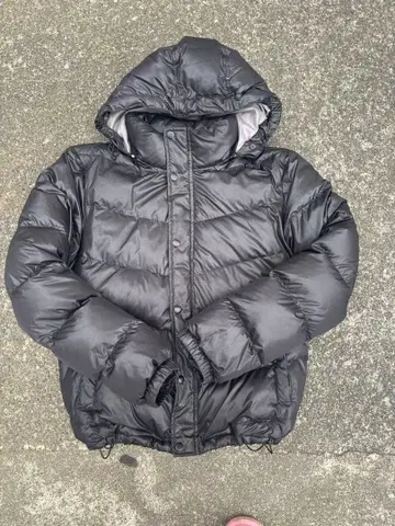 헤이세이 다운 Y2K 블랙 후드 부착 다운 자켓