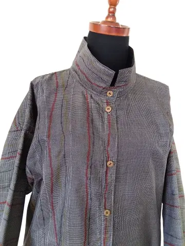 기모노 리메이크 2종류의 오시마 명주를 사용한 재킷 코트 (no68)