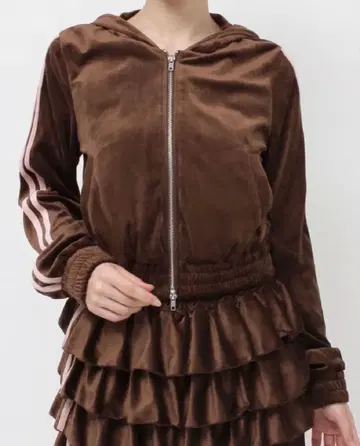 jouetie 벨로아 컴팩트 라인 ZIP 후디 브라운