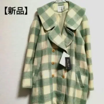 [ 택 포함 새상품 ] 체크 무늬 오버 사이즈 코트 블루 화이트