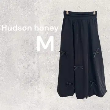 새상품급 허드슨 허니 플레어 스커트 롱 리본 벌룬 풍성한 M 블랙